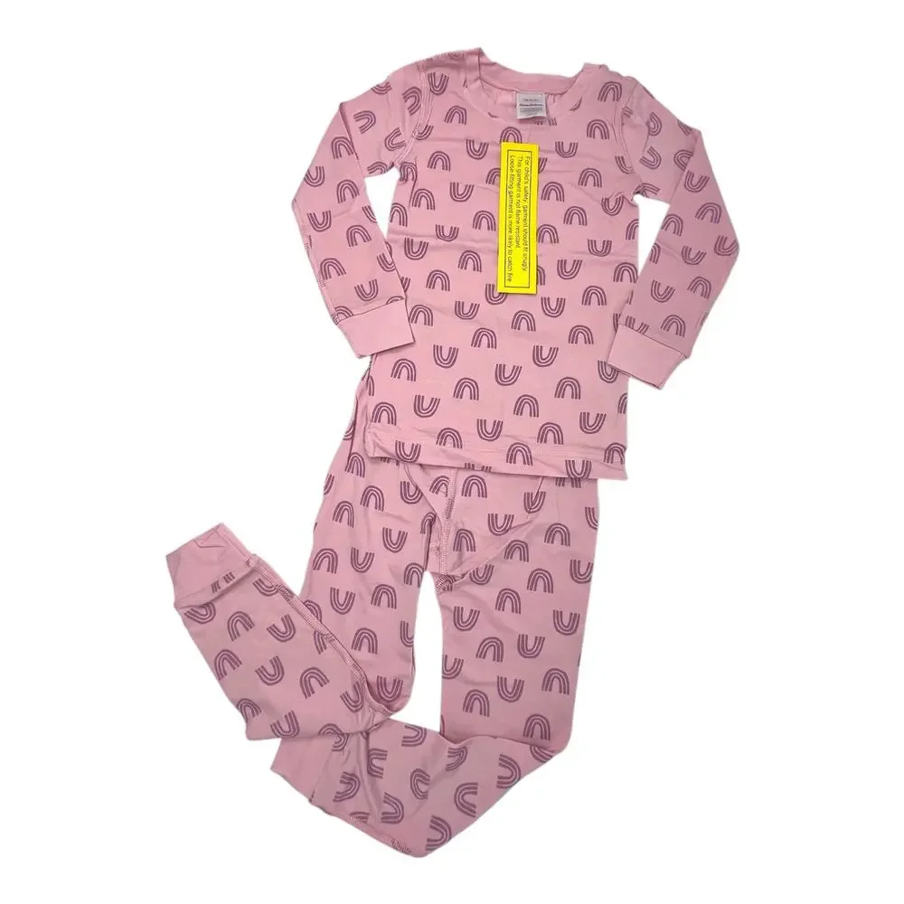 Hanna Andersson HannaSoft Pajamas Blush Pink Rainbow Size 4 NWT
